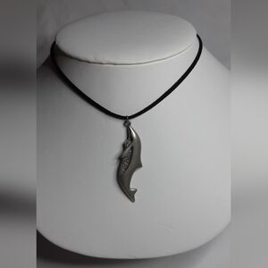 Signed Anna Molin Pewter Whale Necklace